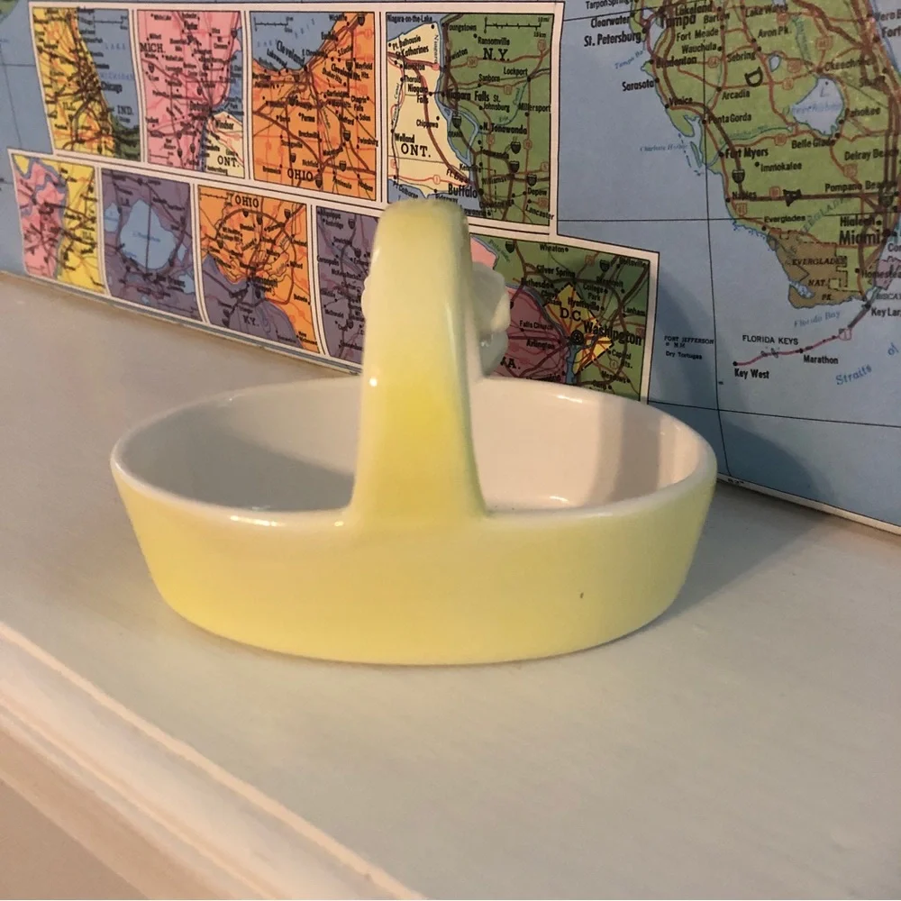 Yellow and Purple Floral Ceramic Trinket Dish